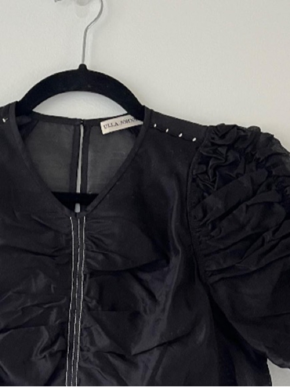 ❤️ Ulla Johnson Description Celia Organza Ruched Puff Sleeve Sheer Top - Picture 2 of 2